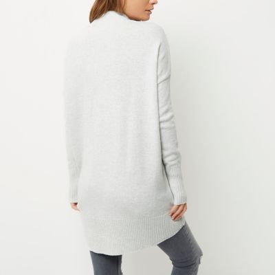 Grey knit oversized turtle neck jumper